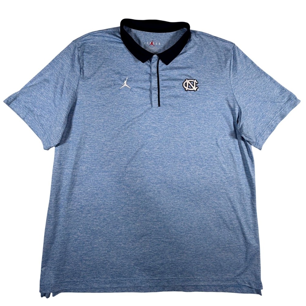 Jordan Brand UNC Tar Heels Polo Shirt Mens XXL Blue Heathered‎ Standard Fit Logo